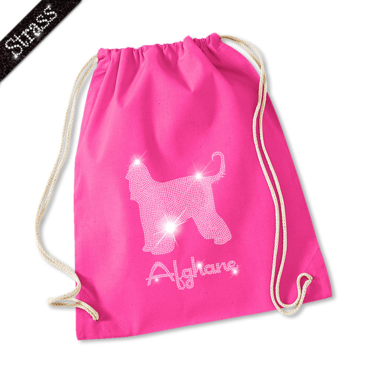 Strass Turnbeutel Afghanischer Windhund – Bild 3