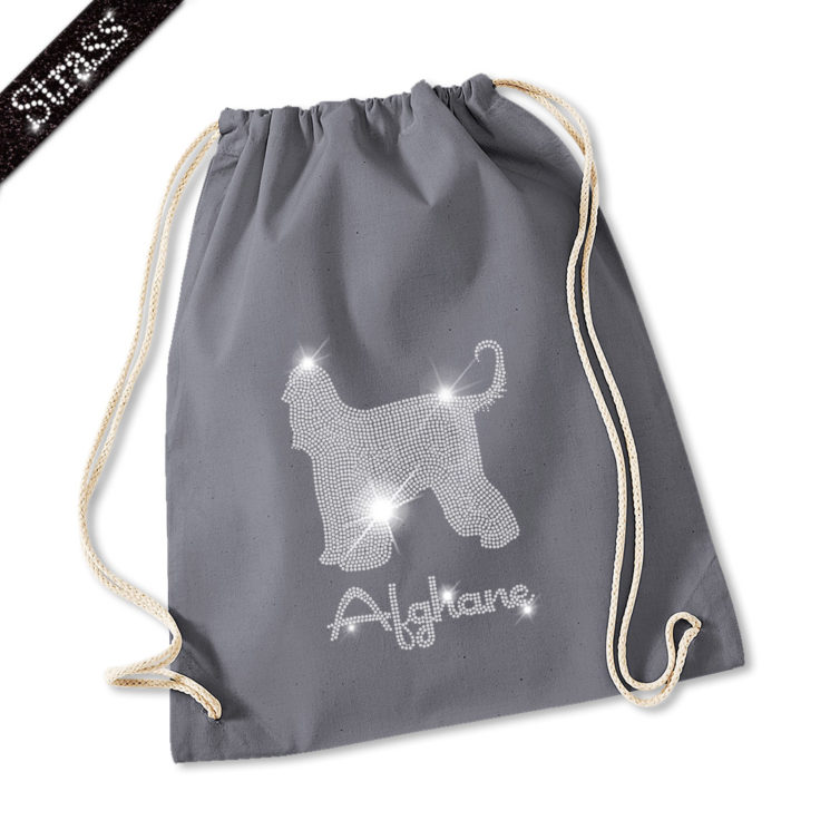 Strass Turnbeutel Afghanischer Windhund – Bild 4