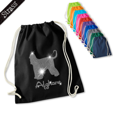 Strass Turnbeutel Afghanischer Windhund