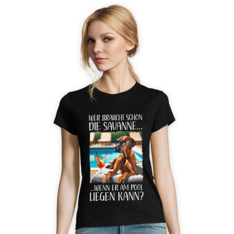 Damen T-Shirt Ridgeback "Pool" Schwarz