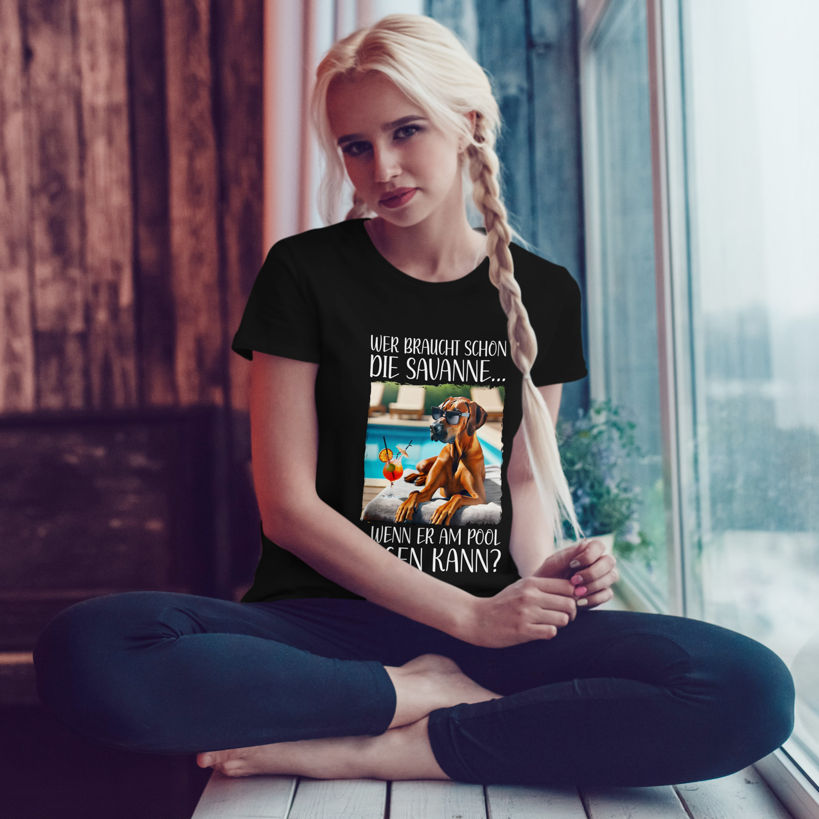 Damen T-Shirt Ridgeback "Pool" Schwarz – Bild 3