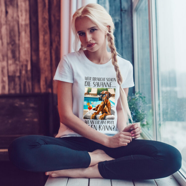 Damen T-Shirt Ridgeback "Pool" Weiß – Bild 3